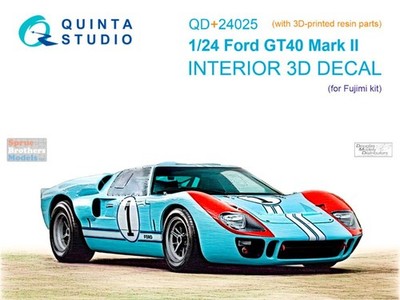 QTSQD24025R 1:24 Quinta Studio 3D Decal - Ford GT40 Mark II + Resin (FUJ kit)