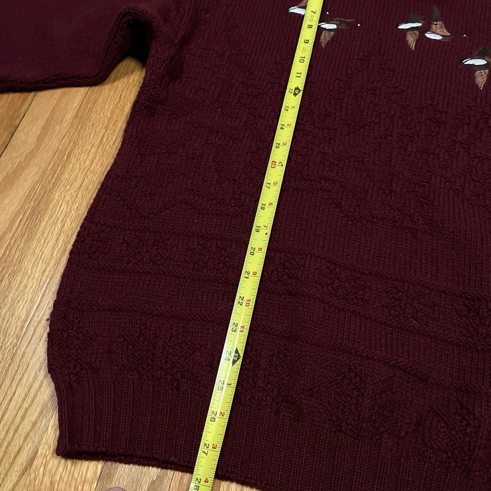 Vintage Pendleton Canadian Geese Embroidered Wool Sweater Maroon USA Made Sz XL - Image 4 of 4