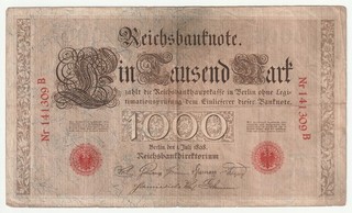 1000 Mark 1898 Reichsbanknote.