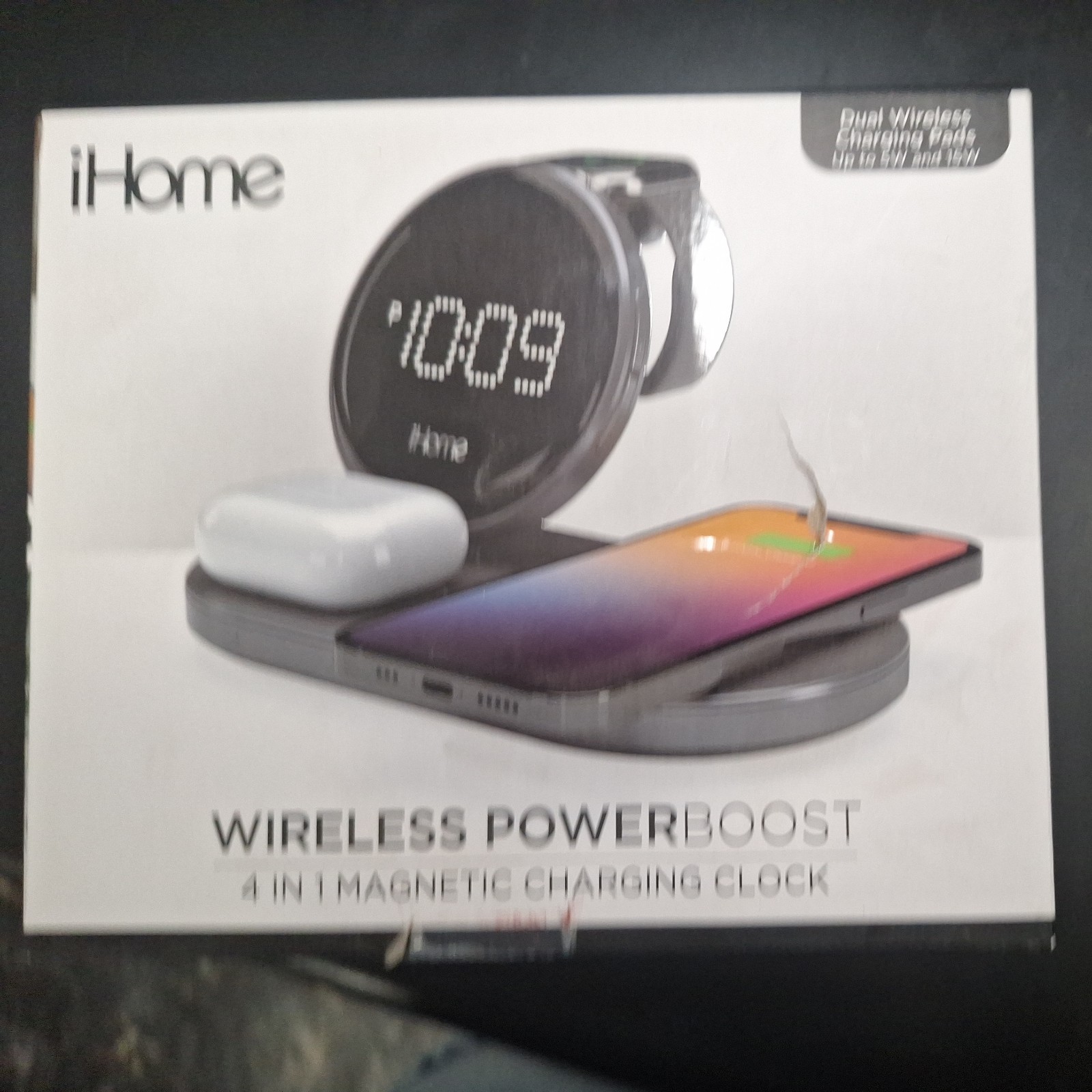 iHome Dual Qi Wireless Fast Charging, Airpod, Apple Watch, S