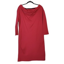 Le Muse Red Tube Dress Chic Cowl Neck Large Lagenlook Minimalist Quiet Luxury