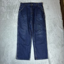 Carhartt Men's 34x34 Fits 34x31 Blue Carpenter Dungaree Jeans Work B13 HDK