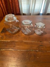 Set of 3 Apothecary Jars in Graduating Size with Mismatched Lids