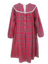 Lanz of Salzburg Red Plaid Flannel Nightgown Size Small