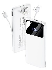 Portable Charger 10000mAh Power Bank with Built-in Cables and Wall Plug, Slim...