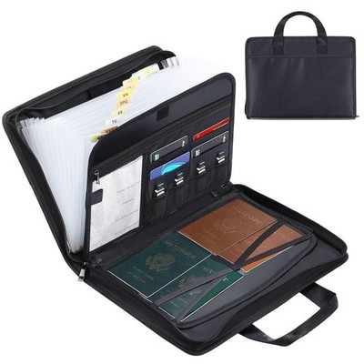 Fireproof Accordion Folder File Organizer Zipper Handle 13 Pockets A4 Black