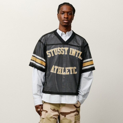 STÜSSY International Team Jersey / Black Mesh Shirt / Streetwear