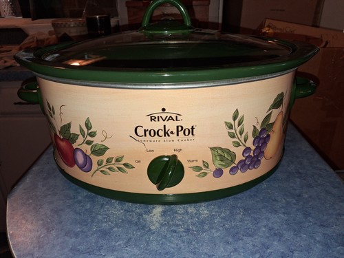 Vntg Rival Crock Pot 6Qt SCV602 HARVEST FRUIT W/Crock & Lid Works Great! Clean! 