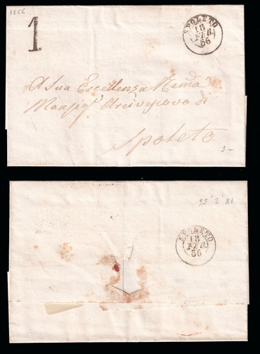 Italien Kirchenstaat 1856 Spoleto innerstädtischer Brief an den Erzbischof von Spoleto