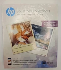 25 Pack HP Social Media Snapshots Sticky Back Photo Paper 4 x 5 NEW