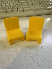 vintage weebles Weeble Wobble Chair Lot Set Pair 2 Yellow Chairs