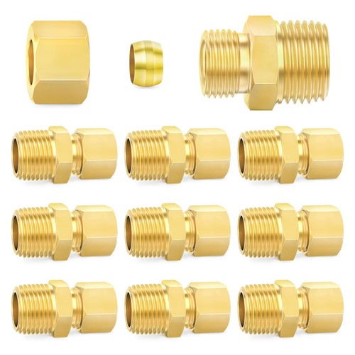 ChillWaves Brass Compression Tube Fitting 5/16" OD x 3/8" MNPT 10-PACK