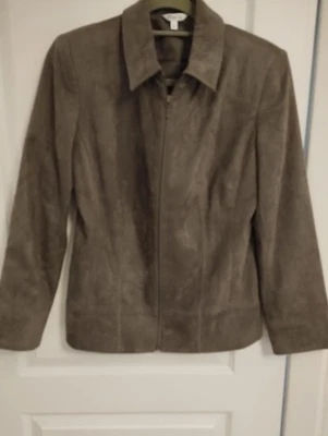 Ladies M & Co Olive Green Suede Effect Zipped Jacket Size 10 New without tags - Image 1 of 4