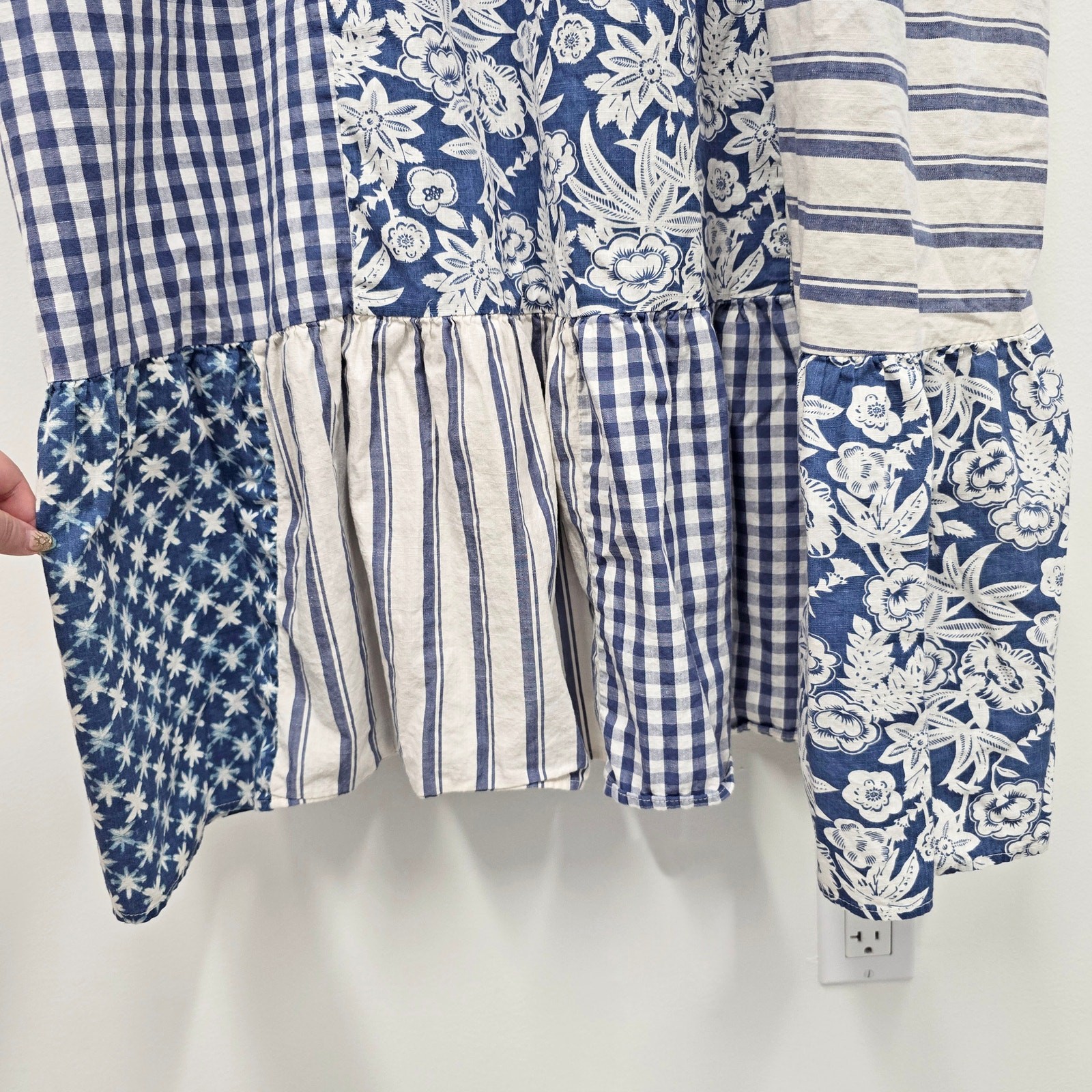 Universal Thread Womens Blue Patchwork Smocked Pl… - image 7