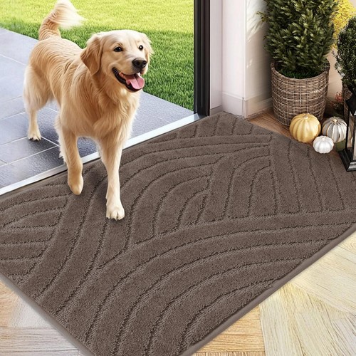 Front Door Mat, Absorbent Dirt Trapper Welcome Door mat Indoor, Non Slip Mach...