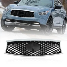Front Upper Bumper Grille Grill For 2014-2020 INFINITI QX70 W/O Camera Option