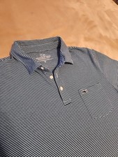Vineyard Vines Edgartown Polo shirt mens MEDIUM Blue stripe