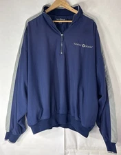 Vintage 90s Taylor Made Golf Spell Out Pullover Blue Gray Mens XXL 1/4 Zip RARE