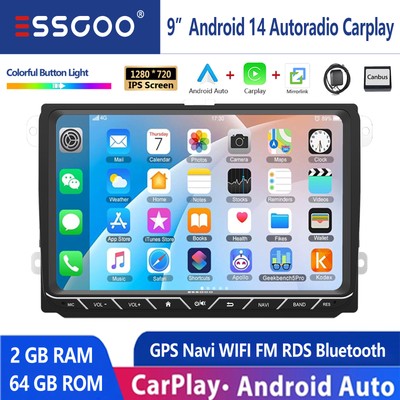 Android 15 Autoradio Carplay GPS Navi RDS für VW Golf 5 6 Touran Tiguan EOS Polo