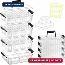 Stackable Bead Storage Organizer, 88 Small Plastic Containers with Lids, 4-La...