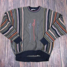 Vintage Carlo Colucci Sweater Mens Large Multicolor Striped Knit Pullover 90s