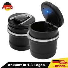 2x Auto-Aschenbecher mit LED Kfz-Windaschenbecher mit Deckel für Getränkehalter