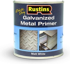 Rustins Galvanized Metal Primer White Matt Anti-Corrosion 250ml/500ml/1L