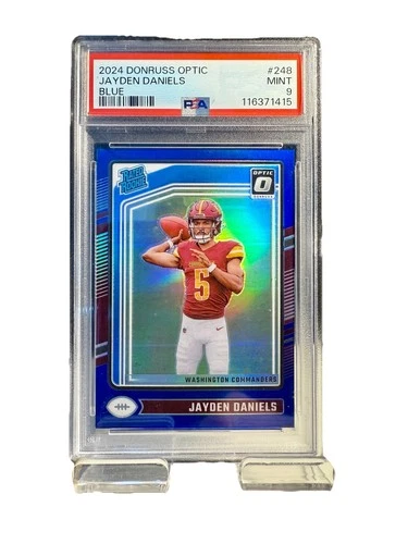 2024 Panini Donruss Optic Blue Prizm Jayden Daniels #248 Commanders /199 PSA 9