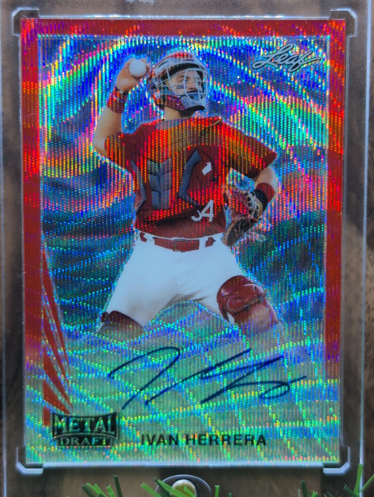 2020 Leaf Metal Draft '90 Ivan Herrera Auto Red Wave /3 #LA-IH1 