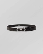 STEFANO RICCI SALE BLACK CROCODILE $2,800 EAGLE BELT HEAD BUCKLE 33-49 IN