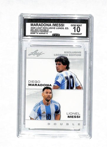 2025 Leaf Exclusive Legends Diego Maradona Lionel Messi Card CCG 10 Argentina