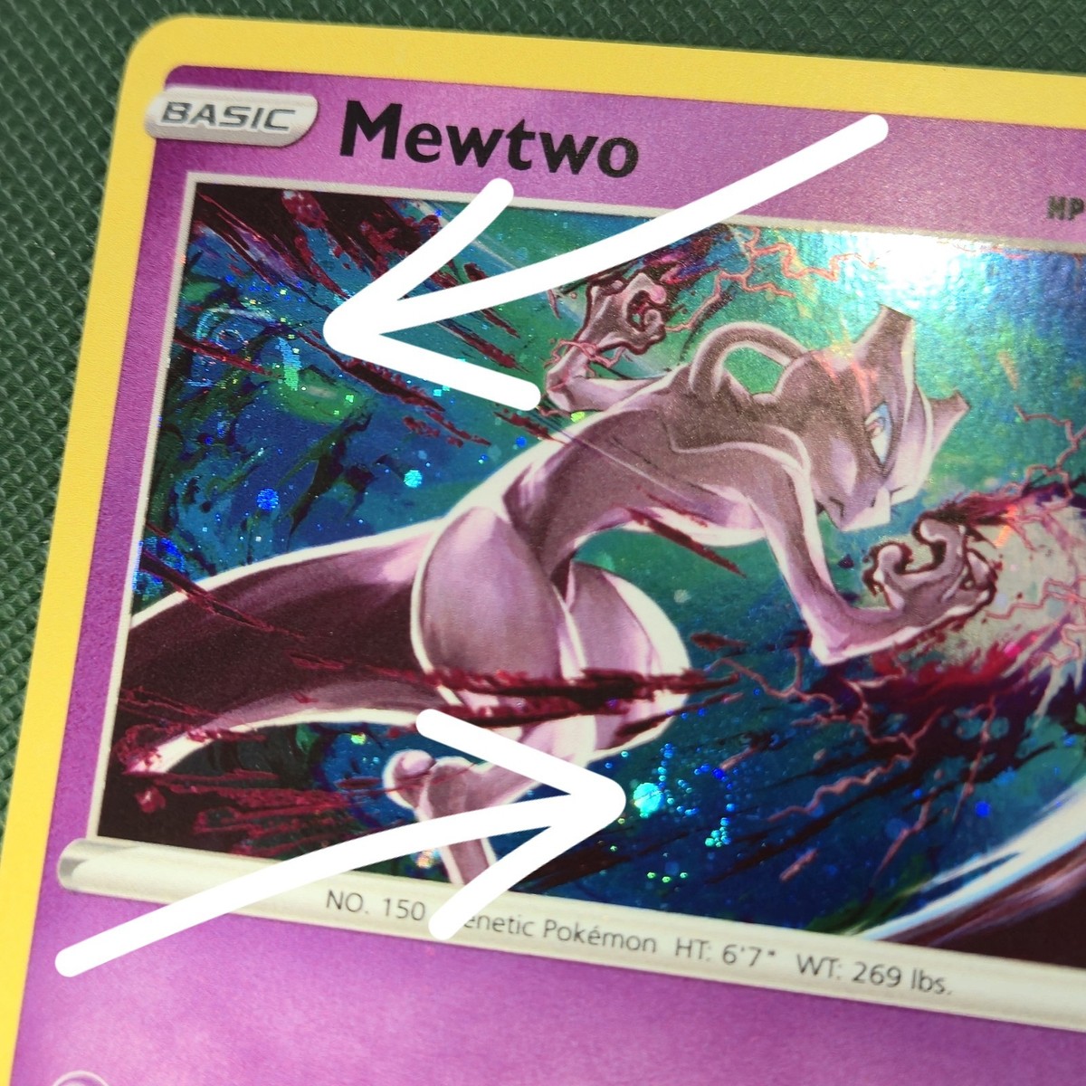 HD* DOUBLE WHOLE SWIRL 🌀💫 HOLO BLEED Mewtwo 056/172 Cosmos Promo