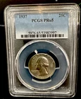 1937 Proof Washington Quarter Graded By PCGS PR65. Mintage Of Only 5,542 Coins.
