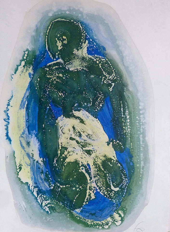 FREIER KÖRPER original-Kunst grosse Zeichnung abstrakt Malerei Aquarell BELAUBRE - Bild 1 von 1