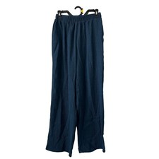 Cider Wide Leg Pants Medium Teal Blue Excellent Crinkle Textured Elastic Waist