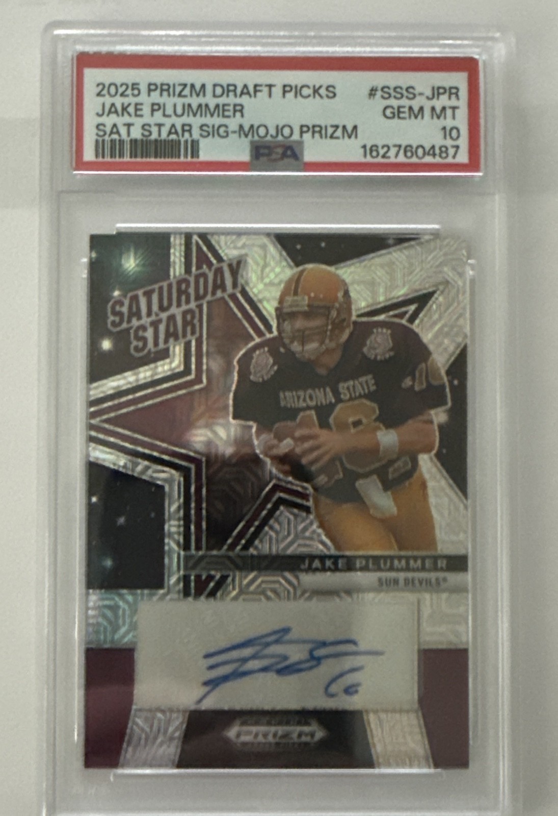 2025 Panini Prizm Draft Picks Jake Plummer #SSS-JPR Mojo Prizm /25 PSA 10 POP 1