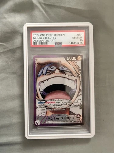 PSA 10 ~ Monkey D. Luffy Alternate Art Leader OP09-061 Gear 5 One Piece OP09