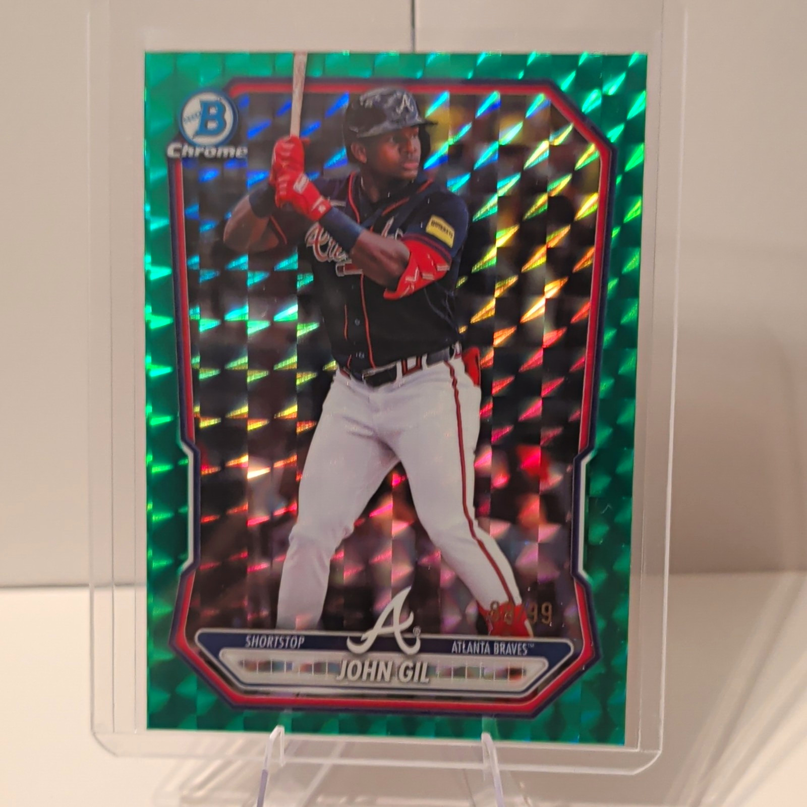 Bowman Chrome 2026 John Gil Braves #BCP-155 Green Geometric /99