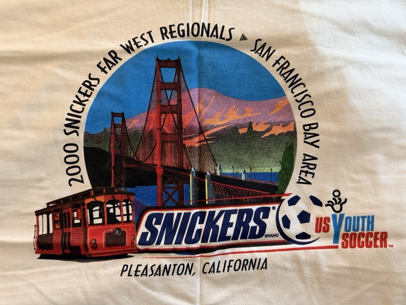 Vintage XL Adidas Snickers Soccer T Shirt Mens White (Brand New)