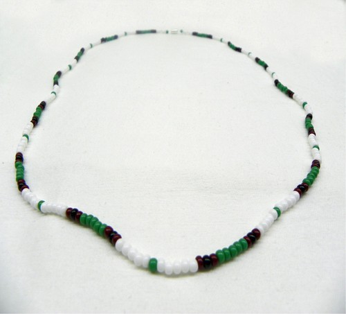 30" Jim Morrison Style Handmade Bead Necklace Orig. Green White Black The Doors - Picture 5 of 11
