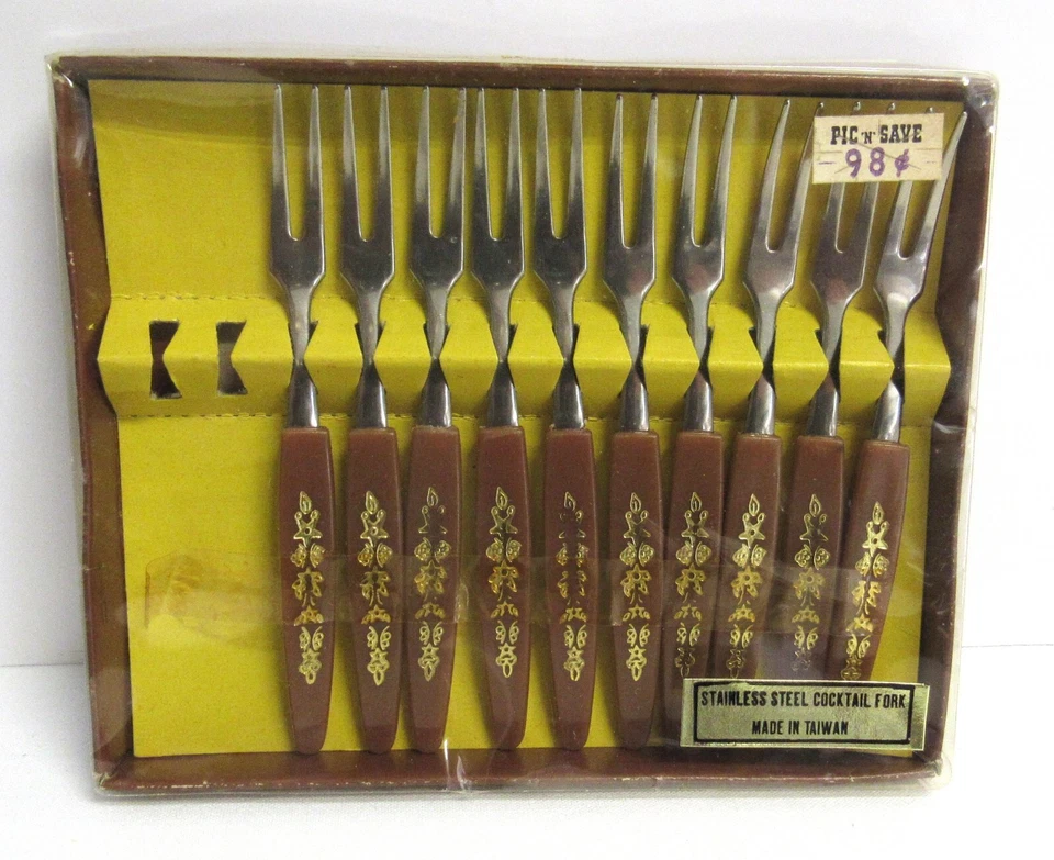 Tenedores de aperitivo de cóctel vintage, juego de 22, acero inoxidable - 4 pulgadas - NUEVO y usado en excelente estado Foto 2 de 4