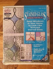 Do it Yourself Stained Glass Window Painting Kit Plaid Gallery Glass NOS VTG USA