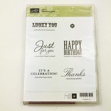 Stampin Up AFTERTHOUGHTS Cling Mount Stamp Set 6 Lucky Birthday Thanks