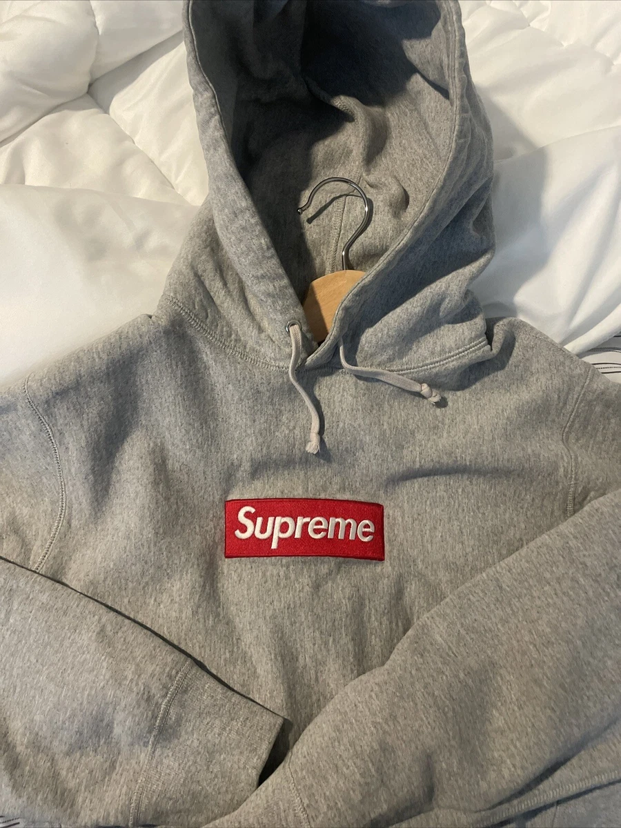 Supreme box logo hoodie red on grey S