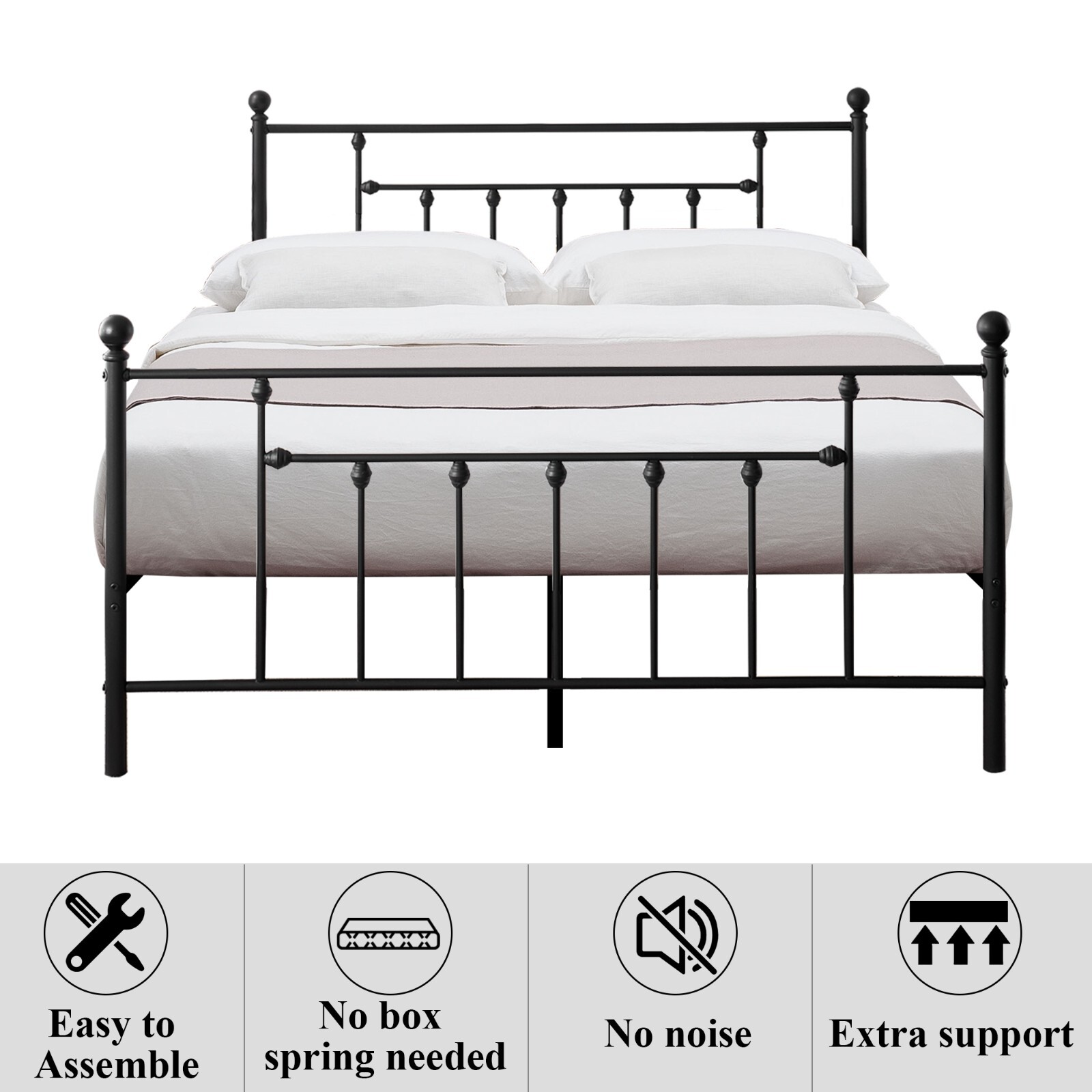 Metal Bed Frame Twin/Full/Queen Size Platform Bed with High Headboard Footboard