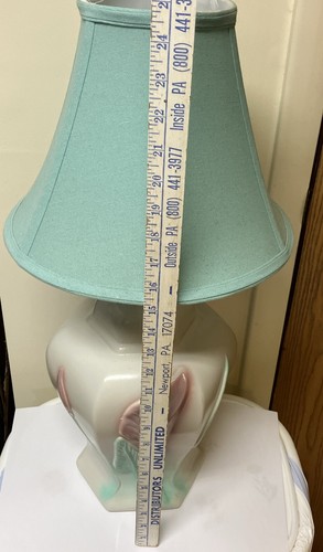 Lampada da tavolo vintage MCM Mar-kel Calla Lily ART ceramica paralume tessuto anatra uovo blu organo - Foto 11 di 15