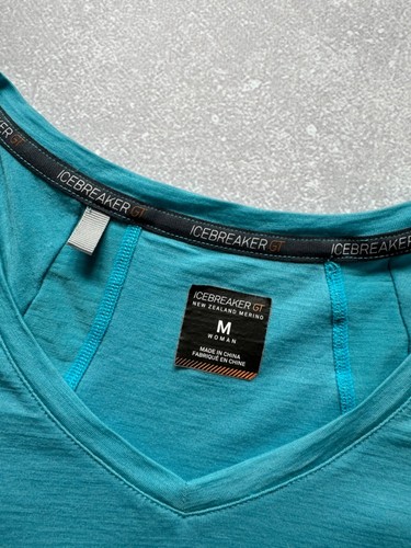 Camiseta Icebreaker GT Mujer Azul Manga Corta Cuello en V Merino Talla M - Imagen 3 de 9