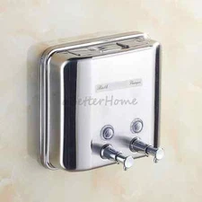 Bathroom Wall Shower Shampoo Lotion Bath Liquid Soap Dispenser Stainless Steel 