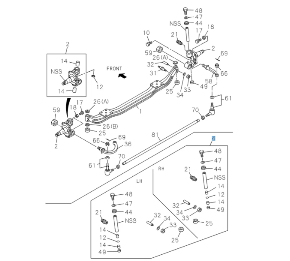 Kit King Pin para ISUZU NRR NPR NPR-HD NQR 4HE1 4.8L 4HK1 5.2L 6.0 86-24 Foto 2 de 4