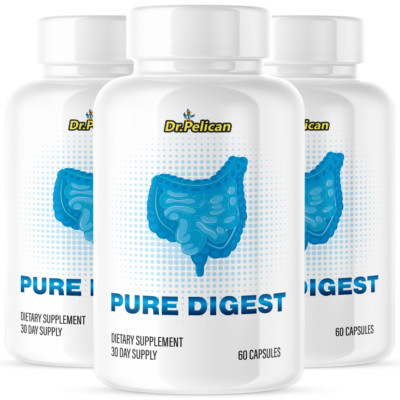 Pure Digest- Digestive Support- 3 Bottles- 180 Capsules